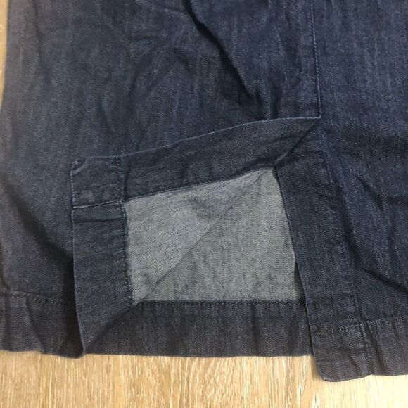 Vintage Red Engine Jean dark denim pencil mini skirt with slit Cerise-28 - Picture 7 of 11